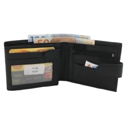 Rymlig plånbok med många fack i skinn Svart one size