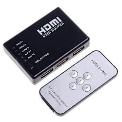 HDMI-switch med fjärrkontroll 5-vägs med IR-öga Svart