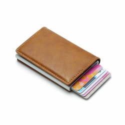 Brun RFID - NFC beskyttelse læder tegnebog kortholder 6stk kort Brown one size