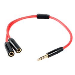 3.5 mm hane till 2 hona Y Splitter Audio kabel Röd