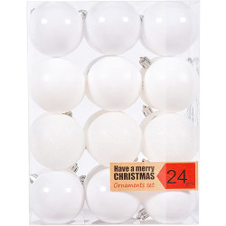 24-pack julgranskulor med snören, splittersäkra plastjulkulor hängande prydnadsföremål för julgranskrans juldekoration för bröllopsfest