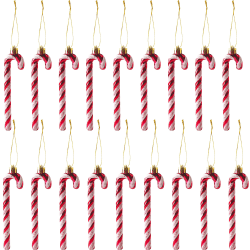 18 bitar julglitter Candy Cane Kryckhänge (röd)