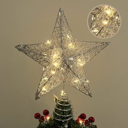 Julgransstjärna med ljus, julgran Glittrande trädtopp med LED-lampa Ornament Party Heminredning Juldekorationer