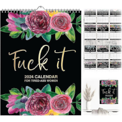 2024-kalender för trötta kvinnor, hängande väggkalender 2024-kalenderplanerare Rolig 12-månadskalender Chris