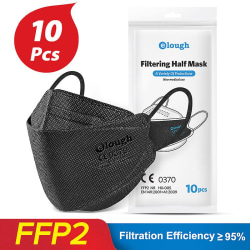 30 st Ffp2 Kn95 maskskyddsmask 4 lager skyddsmask mot dammföroreningar Ansiktsmask (svart)
