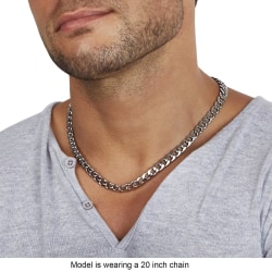 8mm Herrhalsband Silverkedja Kubansk - Smycken i rostfritt stål - Halslänkskedjor För män Man Kvinnor Pojkar Barn