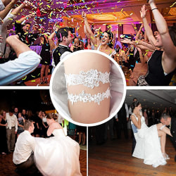 Bröllops strumpeband för brud Set Brud strumpebandsset för kvinnor Vit strumpebandsbälte Bröllop brud strumpeband Vit
