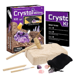 Crystal Mining Kit, simulerad ädelstensgrävning med grävtegel inklusive slumpmässig stil Crystal Stones gruvverktyg Nytt（A）
