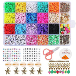 4000 st Polymer lerpärlor 18 färger platta pärlor 6 mm, med lerpärlor, bokstavspärlor, hoppringar, hängen, kristallsnöre för gör-det-själv smycken Armband halsband