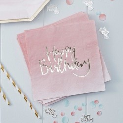 20 kpl - Lautasliinat Hyvää syntymäpäivää - Juhlat Pink