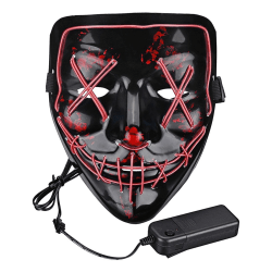 El Wire Purge LED Mask (Röd) - Halloween & Maskerad Röd