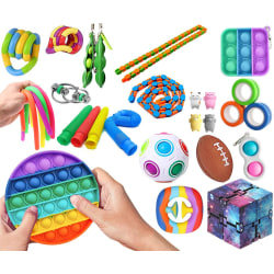 30-Pack Fidget Toys - Pop It, Stress Ball, Dimple, Beans og mer Multicolor