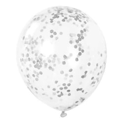 6-Pack - Konfettiballonger - Ballonger med Konfetti - Silver