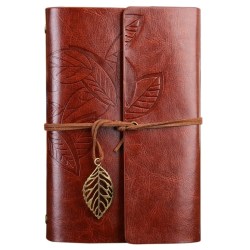 Dagbok / Notatbok 18 cm - Retro Skinn - Brun Brown