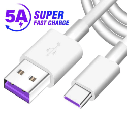 2m Huawei Snabbladdare / 5A SuperCharge - USB-C Laddare - Kabel Vit