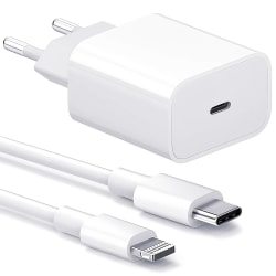 iPhone Laddare - Snabbladdare - Strömadapter + Kabel - 20W USB-C White 1-Pack