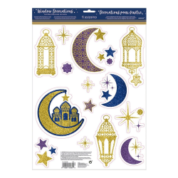 Eid Mubarak - Ramadan - Fönsterdekoration / Dekal - 15-Pack multifärg