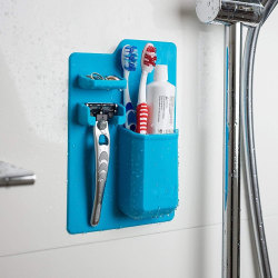 Tandborsthållare för Duschen - Fäst på väggen - Blå Blå