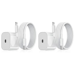 2-Pack - iPhone Lader Hurtiglader - Adapter + Kabel 20W USB-C White 2-Pack