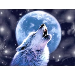Timanttimaalaus / DIY 5D timanttimaalaus - 30x40cm - Wolf Moon