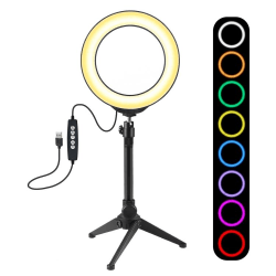 LED-ringlampa/ Ring Selfie Lampa / Bordsstativ - 16 cm