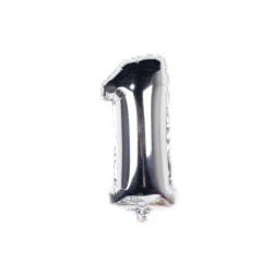 Sifferballong Nr. 1 / Metallic Ballong 80 cm - Silver Silver