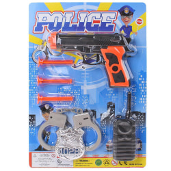 Politi legetøjspistol / pistol med sugekopper & håndjern - 7-delt Black