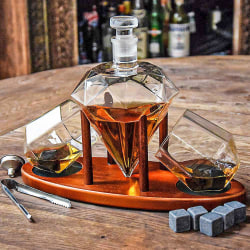 Diamond Caraffe Set - Whisky Glass & Whisky Stones - Whisky Transparent