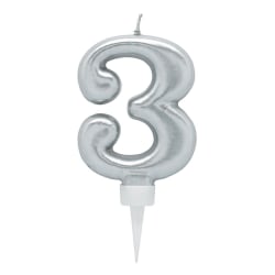Födelsedagsljus Nr. 3 - Tårtljus Siffra - Silver Silver
