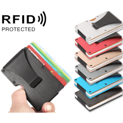 Kortholder 15 kort - Lommebok Pop-Up i aluminium - RFID Red