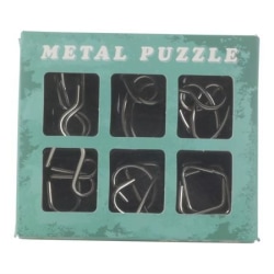 6-Pack - Metall puslespillsett - Puslespill - Hjernetrim Silver
