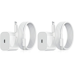 Laddare för iPhone - Snabbladdare - Adapter + Kabel 20W USB-C White 2-Pack