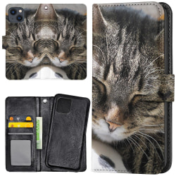 iPhone 13 - Lommebokveske Sleeping Cat Multicolor