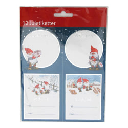 12-pack - Juletiketter / Stickers - Julmotiv - God Jul Tomtar