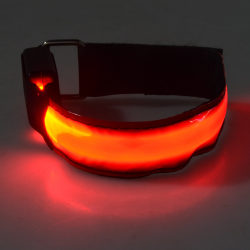 2-Pack - Armbånd LED / Refleks som skinner - Refleksbånd - Rød Red
