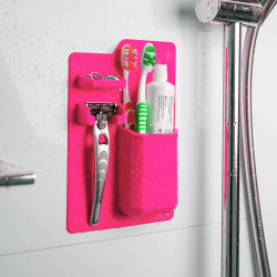 Tannbørsteholder til dusjen - Festes på veggen - Rosa Pink