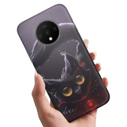 OnePlus 7T - Skal / Mobilskal Svart Katt