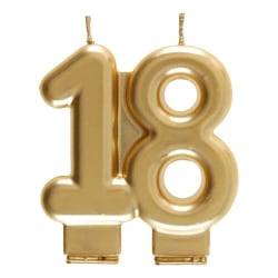 Födelsedagsljus 18 år - Tårtljus Siffra - Guld Guld
