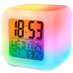 Vekkerklokke - Digital med LED & Termometer - Klokke Multicolor