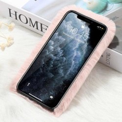 iPhone 12 Mini - Cover / Mobilcover Fluffy Fur - Pink Pink
