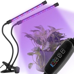 Växtlampa - Växtbelysning med 2 LED-lysrör Svart