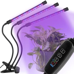 Växtlampa - Växtbelysning med 3 LED-lysrör Svart