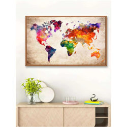 Timanttimaalaus / DIY 5D Timanttimaalaus - 50x30cm - Maailmankartta Multicolor