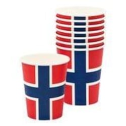 8-Pack - Pappersmuggar Norska Flaggan - Norge Röd