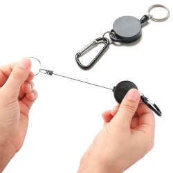 2-Pack - Nøglering Udtrækkelig / Nøgleholder med Nøglebånd Black