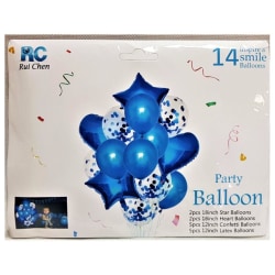 14-Pack - Ballongsett - Festballong - Matchende design Blue