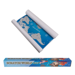 Skrapkarta med Flaggor / Världskarta / Scratch Map - 88x52cm Blå