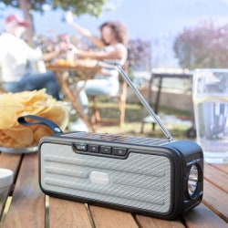 Nödradio med Solceller & Lampa - Bluetooth - Överlevnad Radio Black Bluetooth (solcell) - Utan vevspak