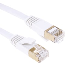 5m - Nettverkskabel - Gullbelagt Flat Cat7 / Internett-kabel White