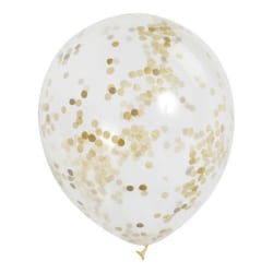 6-Pack - Konfettiballonger - Ballonger med Konfetti - Guld Transparent